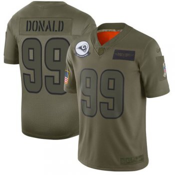 Men Los Angeles Rams 99 Donald Green Nike Olive Salute To Service Limited NFL Jerseys