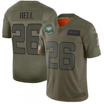 Men New York Jets 26 Bell Green Nike Olive Salute To Service Limited NFL Jerseys