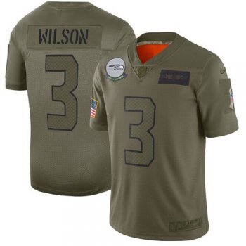 Men Seattle Seahawks 3 Wilson Green Nike Olive Salute To Service Limited NFL Jerseys