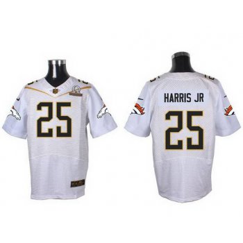 Men's Denver Broncos #25 Chris Harris Jr White 2016 Pro Bowl Nike Elite Jersey