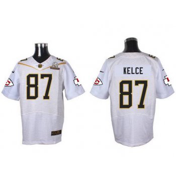 Men's Kansas City Chiefs #87 Travis Kelce White 2016 Pro Bowl Nike Elite Jersey