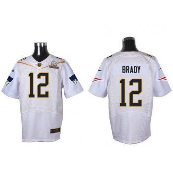 Men's New England Patriots #12 Tom Brady White 2016 Pro Bowl Nike Elite Jersey