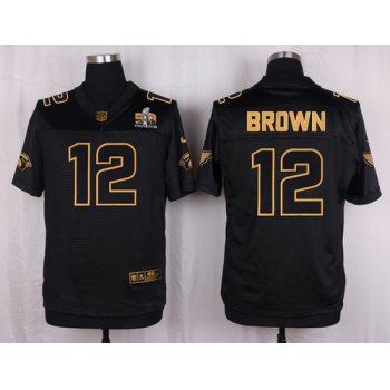 Nike Cardinals #12 John Brown Pro Line Black Gold Collection Men's Stitched NFL Elite Jersey