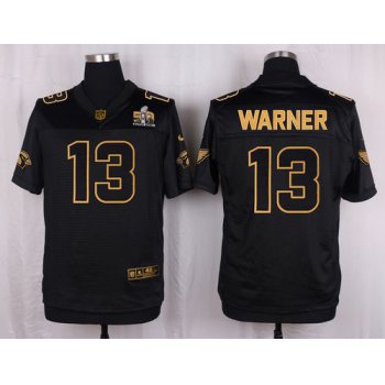 Nike Cardinals #13 Kurt Warner Pro Line Black Gold Collection Men's Stitched NFL Elite Jersey