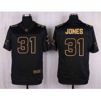 Nike Cowboys #31 Byron Jones Black Men's Stitched NFL Elite Pro Line Gold Collection Jersey