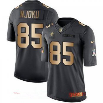 Men's Cleveland Browns #85 David Njoku Anthracite Gold 2016 Salute To Service Stitched NFL Nike Limited Jersey