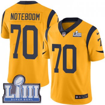 #70 Limited Joseph Noteboom Gold Nike NFL Men's Jersey Los Angeles Rams Rush Vapor Untouchable Super Bowl LIII Bound