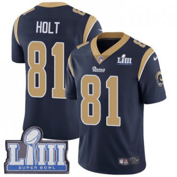 #81 Limited Torry Holt Navy Blue Nike NFL Home Men's Jersey Los Angeles Rams Vapor Untouchable Super Bowl LIII Bound