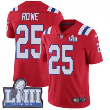#25 Limited Eric Rowe Red Nike NFL Alternate Men's Jersey New England Patriots Vapor Untouchable Super Bowl LIII Bound