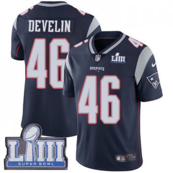 #46 Limited James Develin Navy Blue Nike NFL Home Men's Jersey New England Patriots Vapor Untouchable Super Bowl LIII Bound