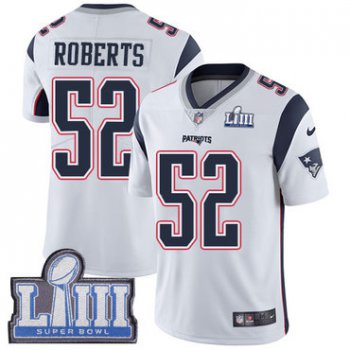 #52 Limited Elandon Roberts White Nike NFL Road Men's Jersey New England Patriots Vapor Untouchable Super Bowl LIII Bound