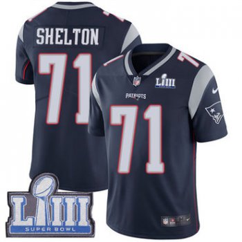 #71 Limited Danny Shelton Navy Blue Nike NFL Home Men's Jersey New England Patriots Vapor Untouchable Super Bowl LIII Bound