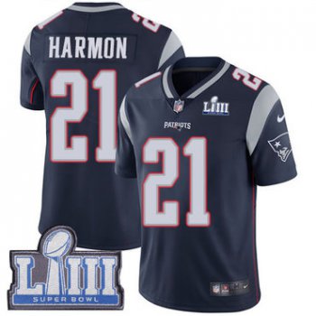 Men's New England Patriots #21 Duron Harmon Navy Blue Nike NFL Home Vapor Untouchable Super Bowl LIII Bound Limited Jersey