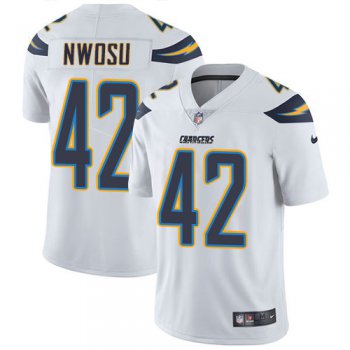 Men's Nike Los Angeles Chargers #42 Uchenna Nwosu White Stitched NFL Vapor Untouchable Limited Jersey