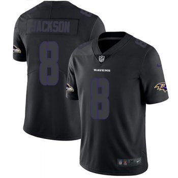 Nike Baltimore Ravens #8 Lamar Jackson Black Men's Stitched NFL Limited Rush Impact Jersey