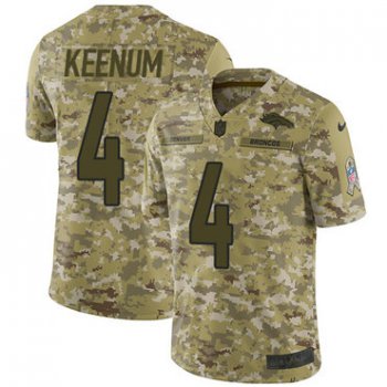 Nike Broncos #4 Case Keenum Camo Men's Stitched NFL Limited 2018 Salute To Service Jersey