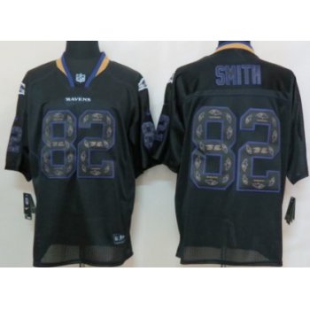 Nike Baltimore Ravens #82 Torrey Smith Lights Out Black Ornamented Elite Jersey