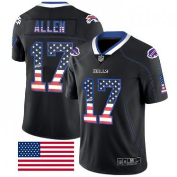Nike Buffalo Bills #17 Josh Allen Black USA Flag Fashion Limited Jersey
