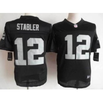 Nike Oakland Raiders #12 Ken Stabler Black Elite Jersey