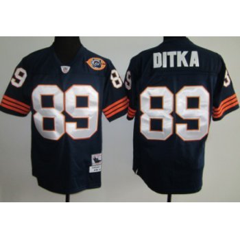 Chicago Bears #89 Mike Ditka Blue Throwback With Bear Patch Jersey