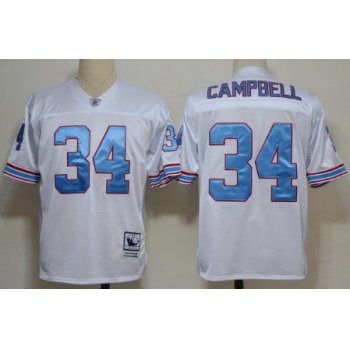 Houston Oilers #34 Earl Campbell White Throwback Jersey