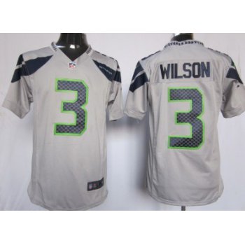 Nike Seattle Seahawks #3 Russell Wilson Gray Game Jersey