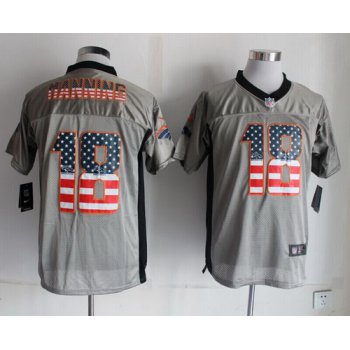 Nike Denver Broncos #18 Peyton Manning 2014 USA Flag Fashion Gray Elite Jersey
