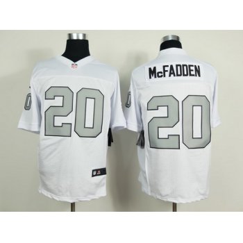 Nike Oakland Raiders #20 Darren McFadden White With Silvery Elite Jersey