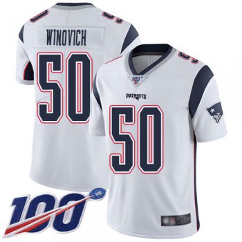 Men's New England Patriots #50 Chase Winovich Limited White 100th Season Road Vapor Untouchable Jersey