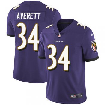 Nike Ravens #34 Anthony Averett Purple Team Color Men's Stitched NFL Vapor Untouchable Limited Jersey