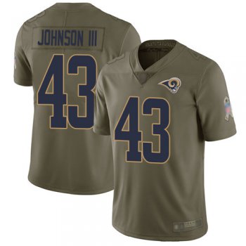 Rams #43 John Johnson III Olive Men's Stitched Football Limited 2017 Salute To Service Jersey