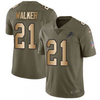 Nike Lions #21 Tracy Walker Olive Gold Men's Stitched NFL Limited 2017 Salute To Service Jersey