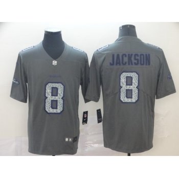 Nike Ravens 8 Lamar Jackson Gray Camo Vapor Untouchable Limited Jersey