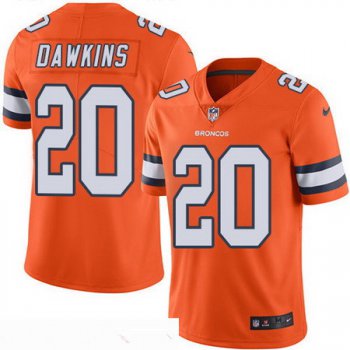 Men's Denver Broncos #20 Brian Dawkins Orange 2016 Color Rush Stitched NFL Nike Limited Jersey