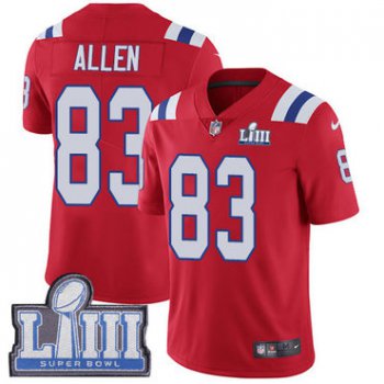 #83 Limited Dwayne Allen Red Nike NFL Alternate Men's Jersey New England Patriots Vapor Untouchable Super Bowl LIII Bound