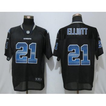 Men's Dallas Cowboys #21 Ezekiel Elliott Black Strobe Stitched NFL Nike Fashion Jersey