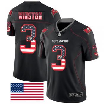 Nike Buccaneers #3 Jameis Winston Black Men's Stitched NFL Limited Rush USA Flag Jersey