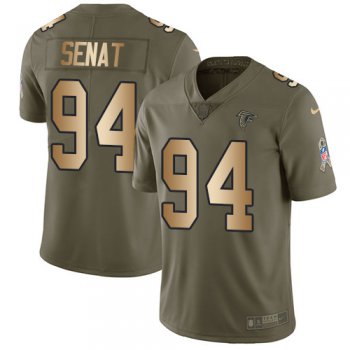 Nike Falcons #94 Deadrin Senat Olive Gold Men's Stitched NFL Limited 2017 Salute To Service Jersey