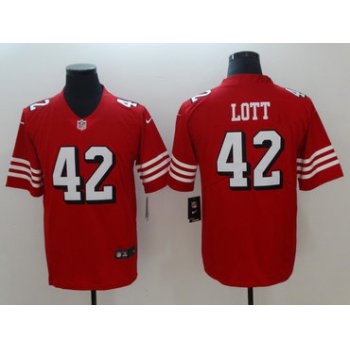 Nike San Francisco 49ers #42 Ronnie Lott Red 2018 Vapor Untouchable Limited Jersey