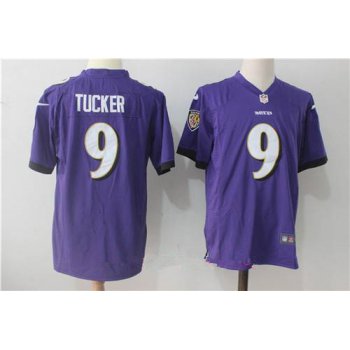Men's Baltimore Ravens #9 Justin Tucker Purple Team Color Stitched NFL Nike Game Jersey
