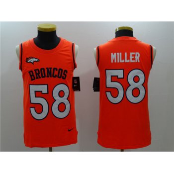 Men's Denver Broncos #58 Von Miller Orange Color Rush 2017 Vest Stitched NFL Nike Tank Top Jersey