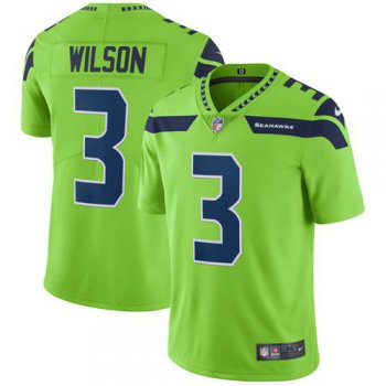 Nike Seattle Seahawks #3 Russell Wilson Green Men's Stitched NFL Limited Rush Jersey