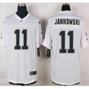 Oakland Raiders #11 Sebastian Janikowski Nike White Elite Jersey