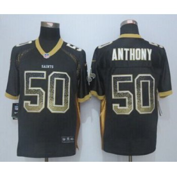 Men's New Orleans Saints #50 Stephone Anthony Nike Drift Fashion Black Elite Jersey