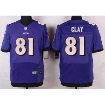 Men's Baltimore Ravens #81 Kaelin Clay Purple Team Color NFL Nike Elite Jersey