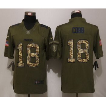 Men's Green Bay Packers #18 Randall Cobb Green Salute To Service 2015 NFL Nike Limited Jersey