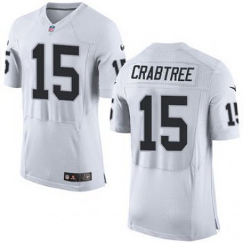 Men's Oakland Raiders #15 Michael Crabtree White Road 2015 NFL Nike Elite Jersey