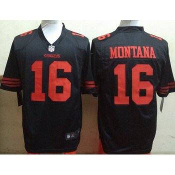 Men's San Francisco 49ers #16 Joe Montana Black Retired Player 2015 NFL Nike Game Jersey