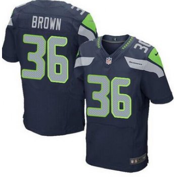 Men's Seattle Seahawks #36 Bryce Brown Navy Blue Team Color NFL Nike Elite Jersey