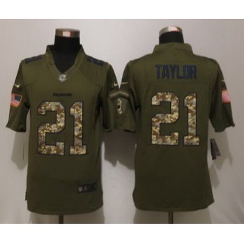 Men's Washington Redskins #21 Sean Taylor Retired Player Green Salute To Service 2015 NFL Nike Limited Jersey